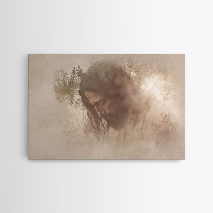 Sacred Quiet Reflection, Framed Canvas Print, Christian Wall Art, Christian Art Canvas, Jesus Painting, Minimalist Christian Art, Christian