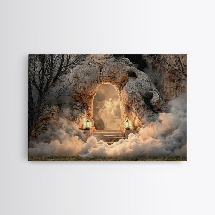 Risen Glory Path, Framed Canvas Print, Christian Art Canvas, Christian Wall Art, Easter Art, Christian Decor, Jesus Painting, Christian Gif