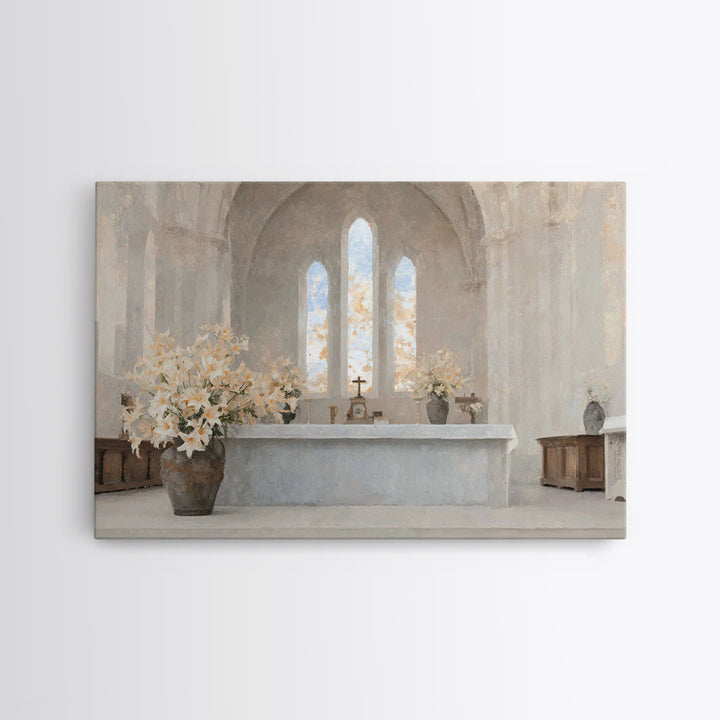 Light Of Grace Altar, Framed Canvas Print, Christian Art Canvas, Christian Wall Art, Christian Art Work, Minimalist Christian Art, Christia