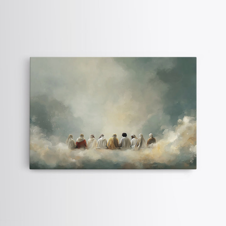 Cloudside Fellowship, Framed Canvas Print, Christian Art Print, Jesus Painting, Christian Wall Art, Large Christian Painting, Christmas Art