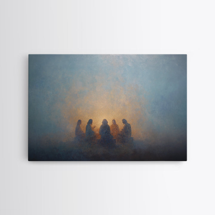 Sacred Assembly - Framed Canvas Print - Christian Art Canvas - Jesus Painting - Christian Wall Art - Moody Christian Art - Christmas Art Pr