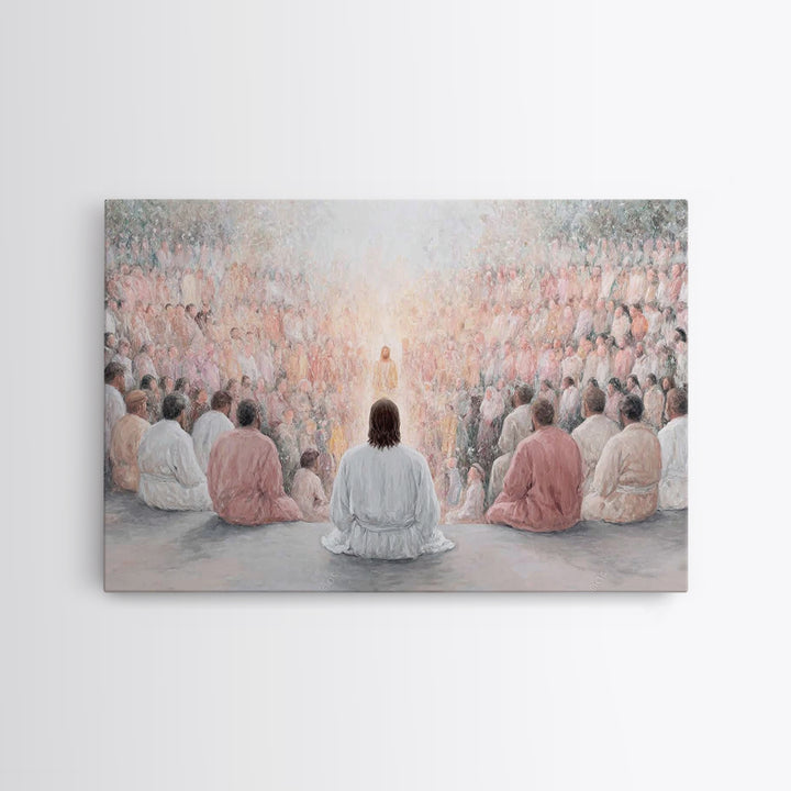 Radiant Discourse, Framed Canvas Print, Christian Wall Art, Jesus Painting, Christian Art Canvas, Modern Christian Painting, Christian Deco