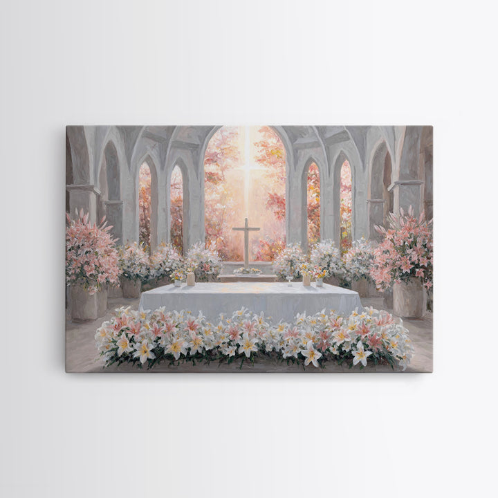Blooming Chapel Peace – Framed Canvas Print – Christian Wall Art – Christian Christmas Art – Christian Art Canvas – Modern Christian Painti