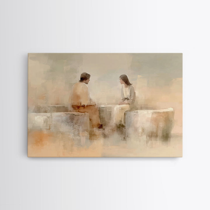 Living Water Grace – Framed Canvas Print – Christian Wall Art – Jesus Painting – Christian Art Canvas – Minimalist Christian Art – Christia