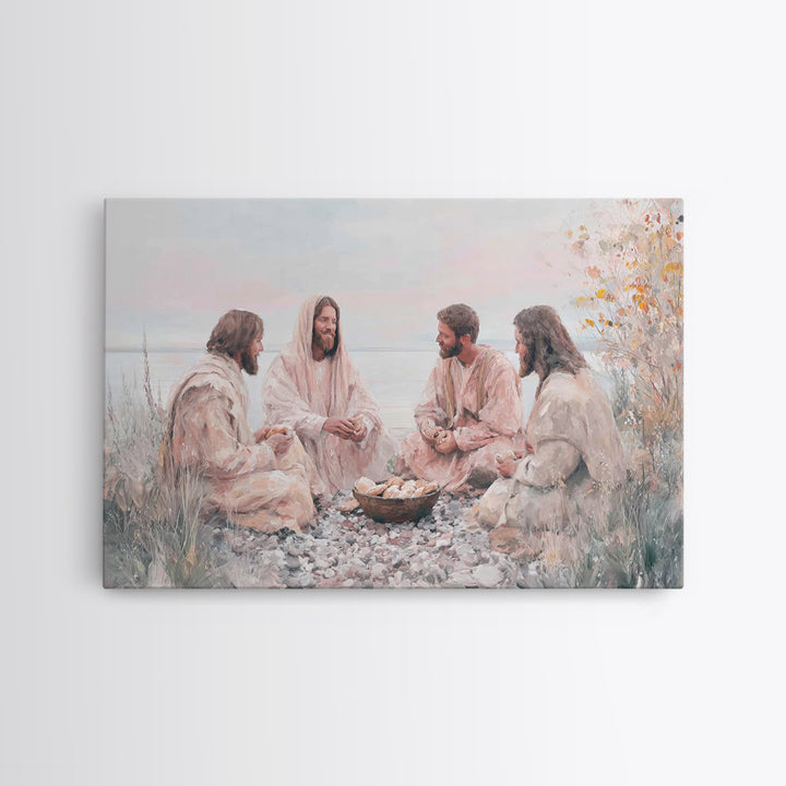 Shoreline Fellowship, Framed Canvas Print, Christian Art Canvas, Jesus Painting, Christian Wall Art, Christian Paintings, Modern Christian