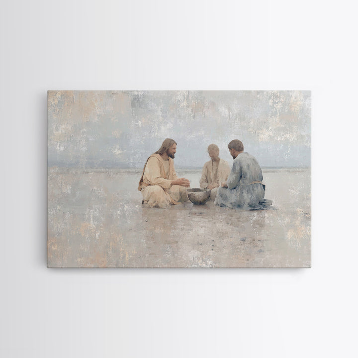 Table Of Peace – Framed Canvas Print – Christian Wall Art – Jesus Painting – Christian Art Print – Moody Christmas Art – Christian Christma