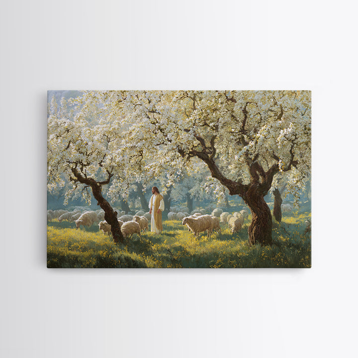 Shepherd’s Calm – Framed Canvas Print – Christian Christmas Art – Christian Wall Art – Jesus Painting – Christian Art Canvas – Christmas TV