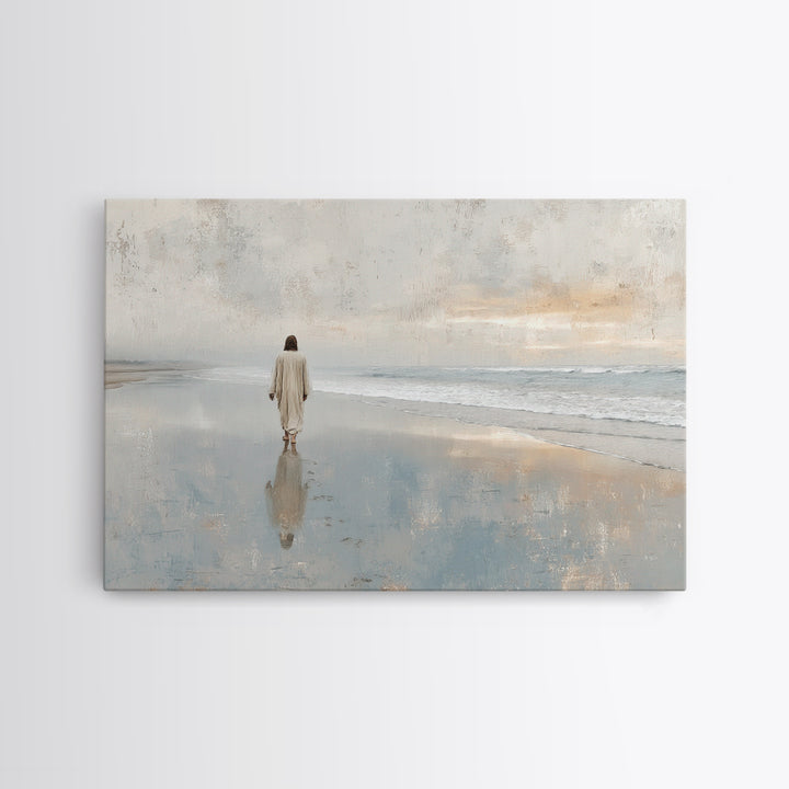 Quiet Shore Grace | Framed Canvas Print | Christian Wall Art | Jesus Painting | Christian Art Canvas | Modern Christian Art | Christian Gif