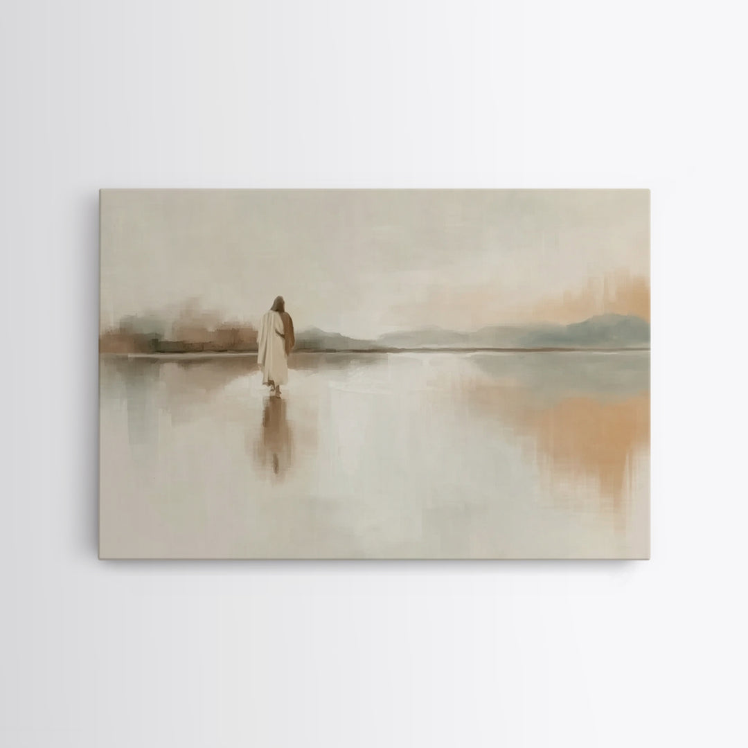 Quiet Lands Promise, Framed Canvas Print, Christian Art Work, Christian Wall Art, Jesus Painting, Minimalist Christian Art, Christian Gift