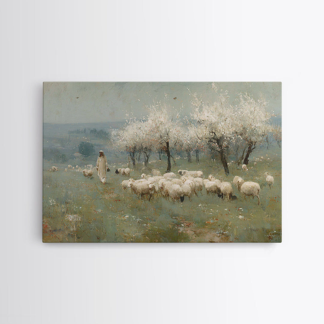 Radiant Shepherd Walk – Framed Canvas Print – Christian Art Canvas – Jesus Painting – Christian Wall Art – Christian Gift Ideas – Modern Ch