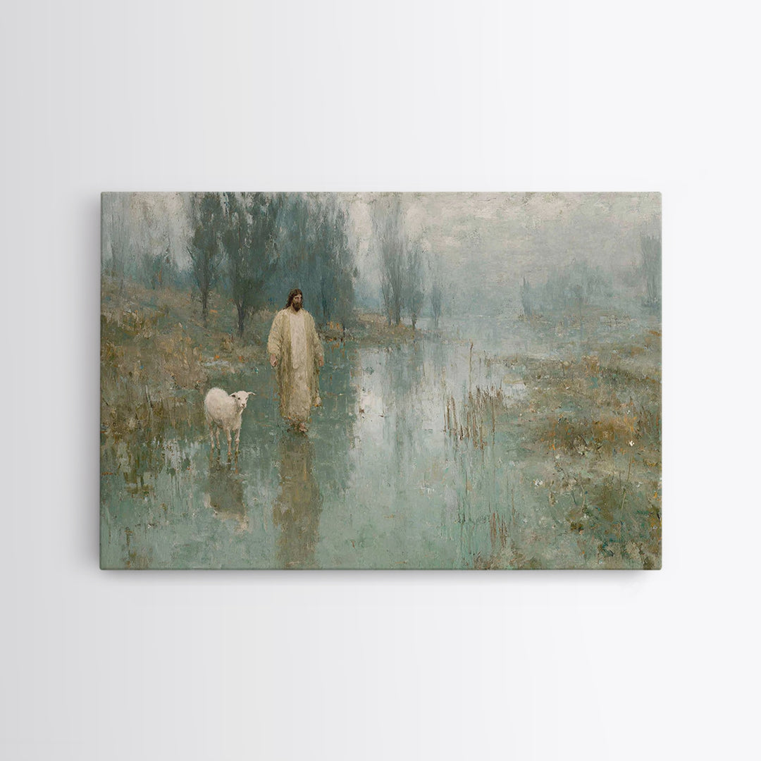 Quiet Meadow Light | Framed Canvas Print | Christian Art Canvas | Jesus Painting | Moody Christian Art | Christian Wall Art