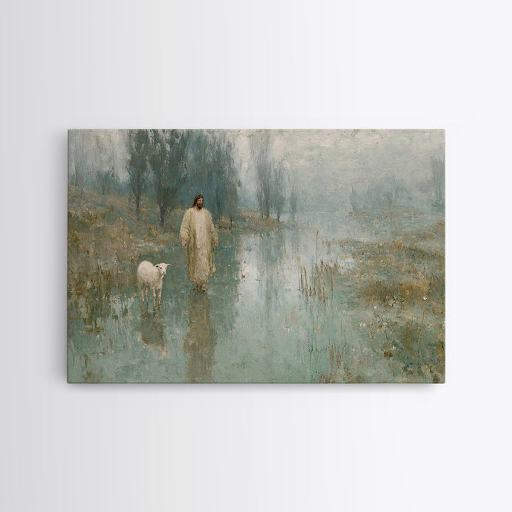 Quiet Meadow Light | Framed Canvas Print | Christian Art Canvas | Jesus Painting | Moody Christian Art | Christian Wall Art