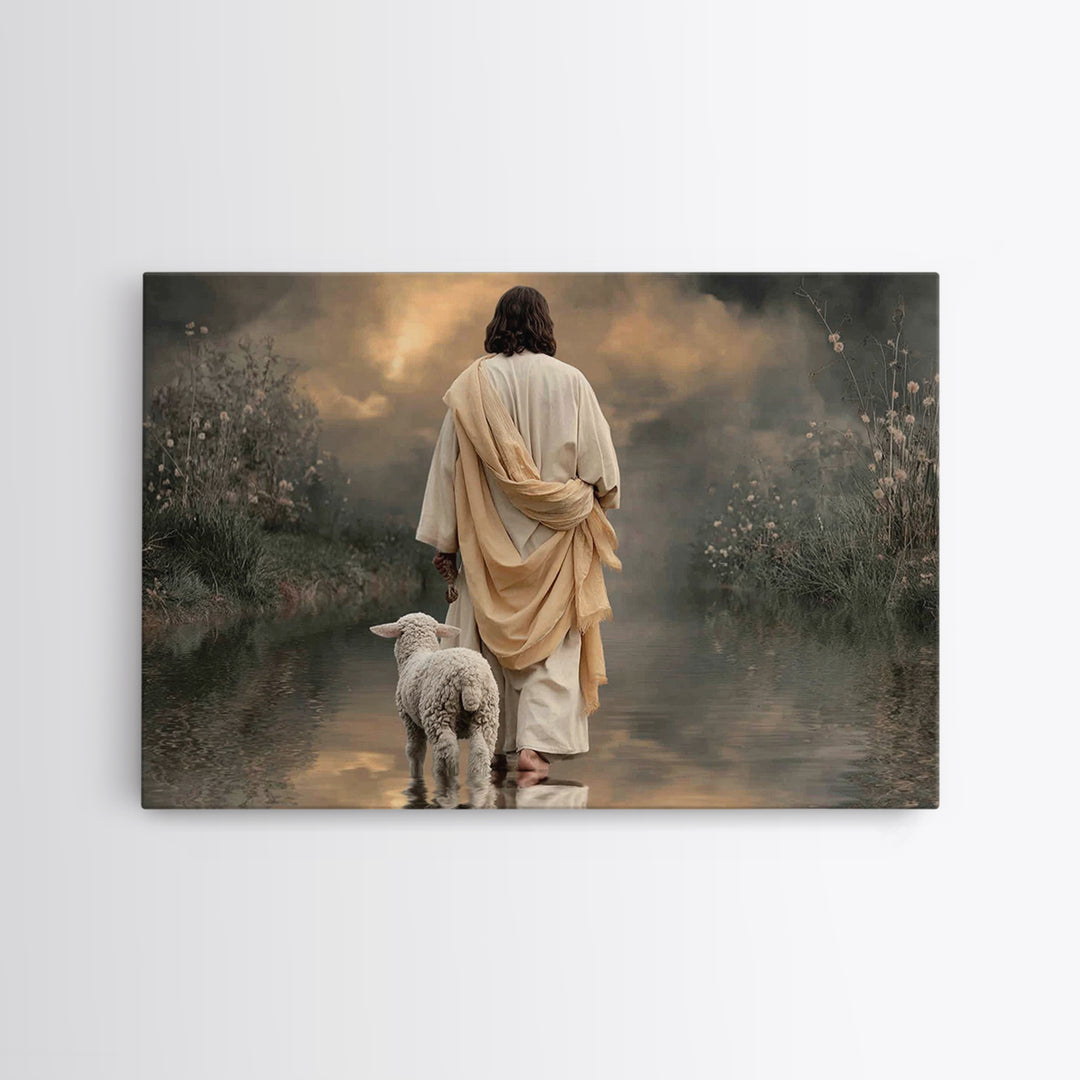 Silent Valley Path, Framed Canvas Print, Christian Art Canvas, Jesus Painting, Christian Wall Art, Unique Christian Art