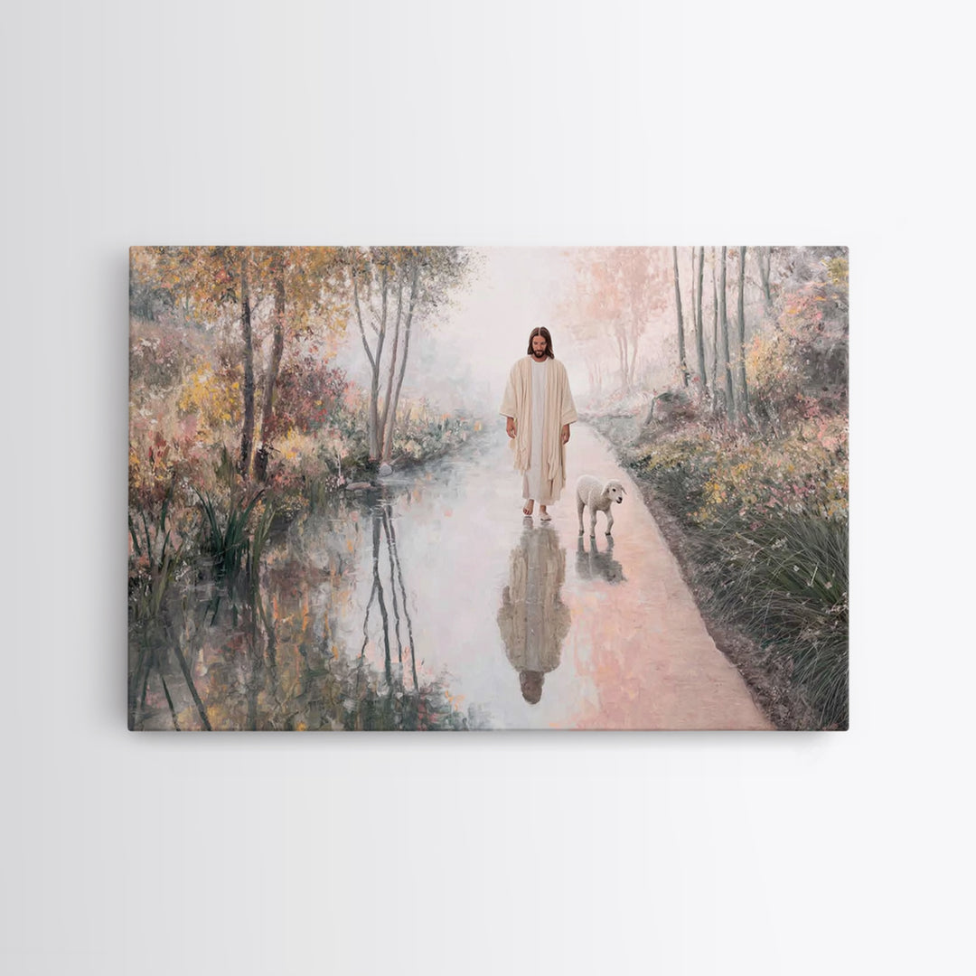 Evening Light Guide - Framed Canvas Print - Jesus Painting - Christian Art Canvas - Christian Wall Art - Moody Christian Art