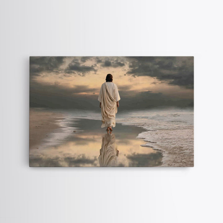 Shorelight Promise, Framed Canvas Print, Jesus Painting, Christian Wall Art, Large Christian Painting, Christian Art Canvas, Minimalist Chr
