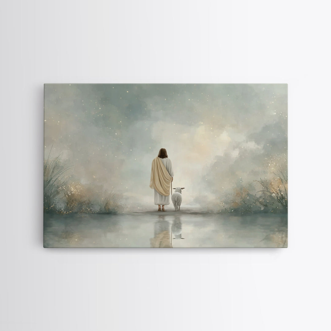 Heaven’s Gentle Shore – Framed Canvas Print – Christian Wall Art – Jesus Painting – Christian Art Canvas – Subtle Christian Art