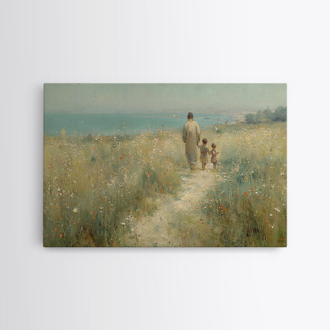 Field Of Promise | Framed Canvas Print | Christian Art Canvas | Jesus Painting | Christian Wall Art | Vintage Christian Art