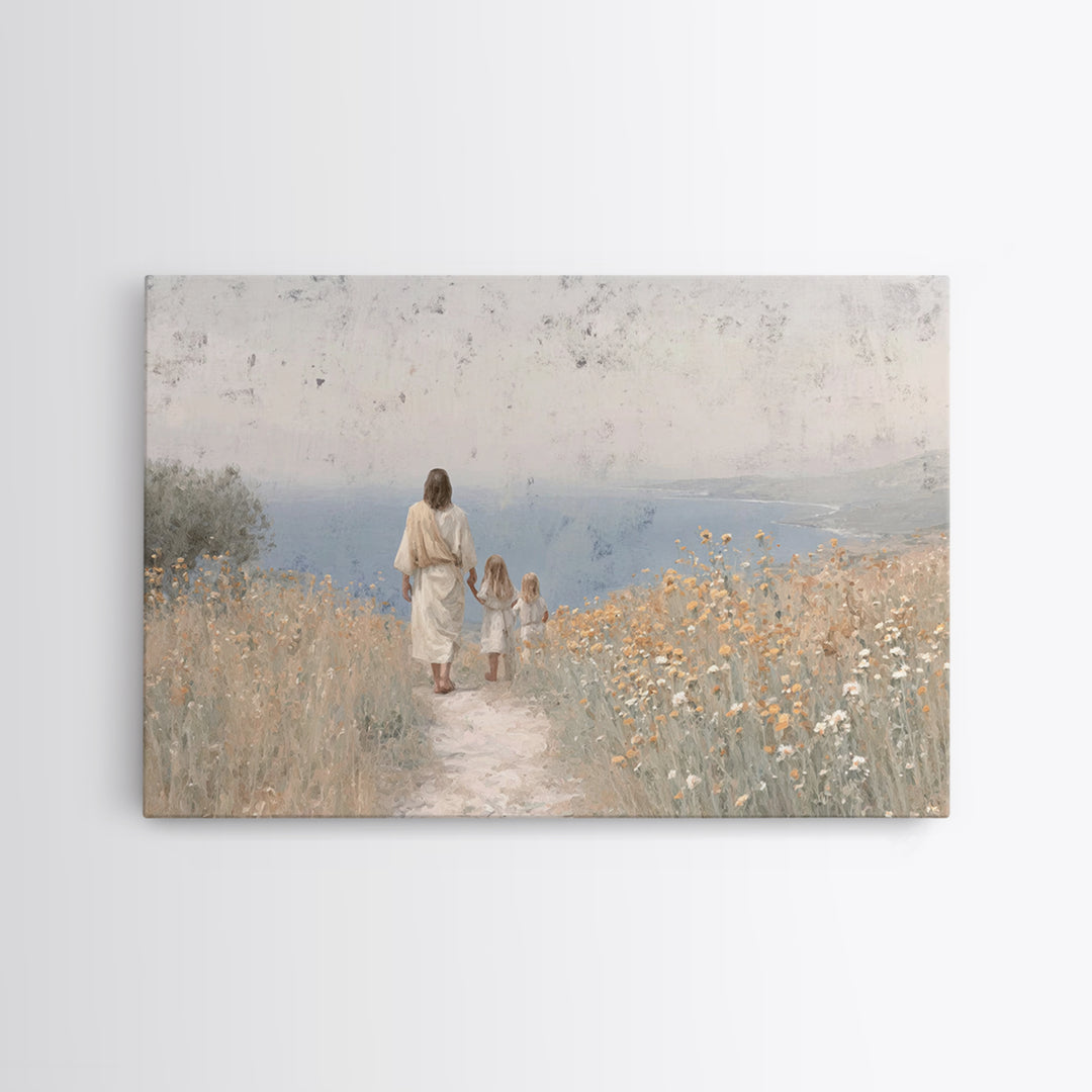 Path Of Grace, Framed Canvas Print, Christian Wall Art, Christian Art Canvas, Jesus Painting, Minimalist Christian Art