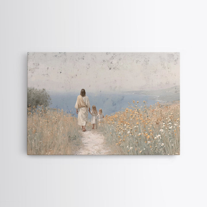 Path Of Grace, Framed Canvas Print, Christian Wall Art, Christian Art Canvas, Jesus Painting, Minimalist Christian Art