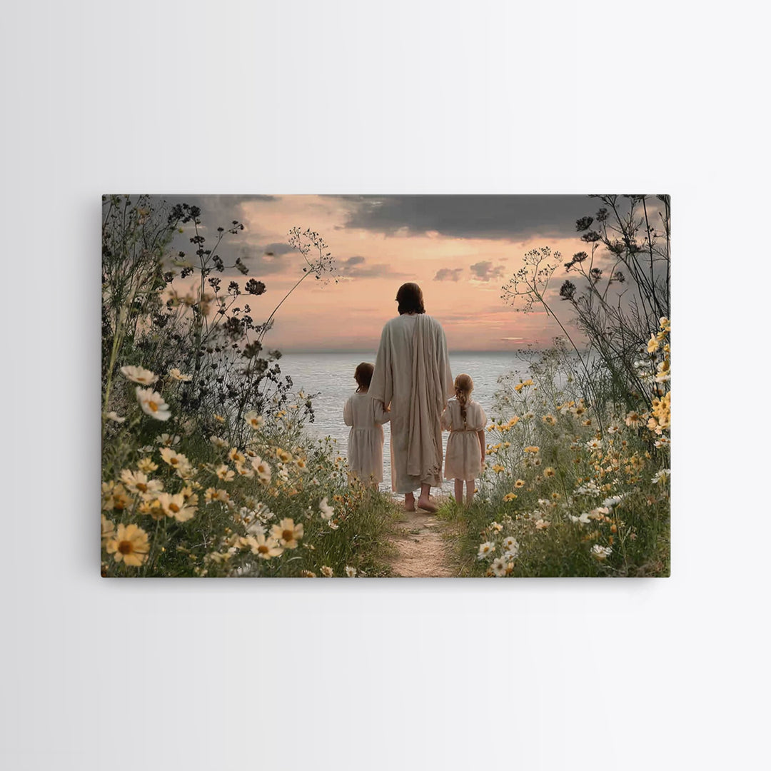 Sunset Of Mercy – Framed Canvas Print – Christian Art Canvas – Jesus Painting – Christian Wall Art – Moody Christian Art