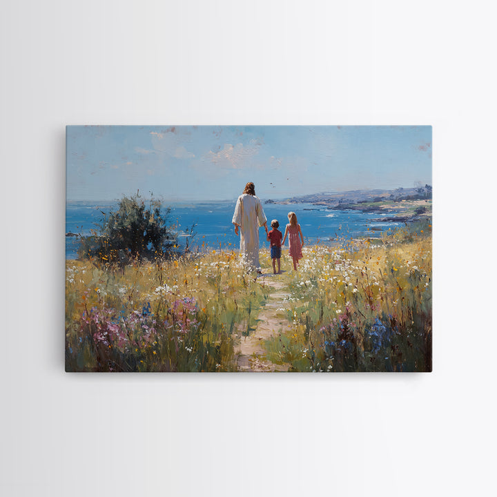Hillside Hope, Framed Canvas Print, Christian Art Canvas, Christian Wall Art, Jesus Painting, Subtle Christian Art