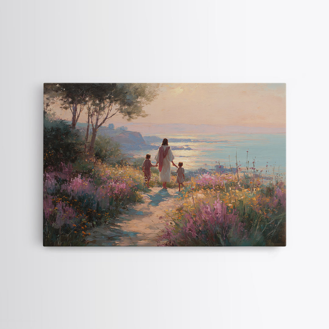 Wildflower Journey, Framed Canvas Print, Christian Art Canvas, Jesus Painting, Christian Wall Art, Modern Christian Art