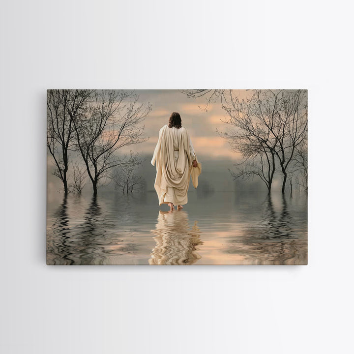 Evening Shepherd Light | Framed Canvas Print | Christian Wall Art | Jesus Painting | Christian Art Canvas | Moody Christian Art | Christian