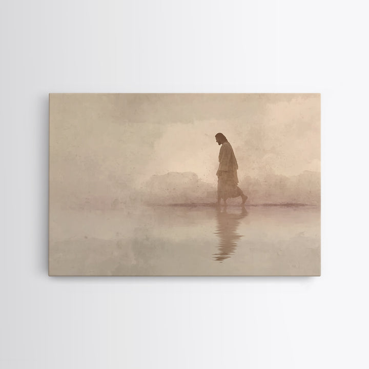 Desert Footsteps – Framed Canvas Print – Christian Art Canvas – Jesus Painting – Minimalist Christian Art – Christian Wall Art – Christian