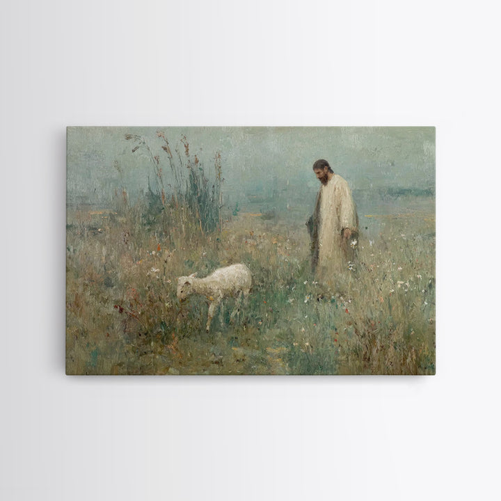 Guiding Lamb | Framed Canvas Print | Christian Art Canvas | Jesus Painting | Christian Wall Art | Christian Decoration | Christian Gift Ide