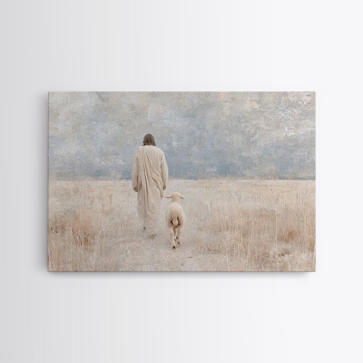 Gentle Path – Framed Canvas Print – Christian Wall Art – Jesus Painting – Christian Art Canvas – Pastoral Scenery – Christian Decor for Hom
