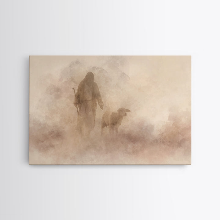 Silent Shepherd – Framed Canvas Print | Christian Art Canvas | Jesus Painting | Christian Wall Art | Subtle Christian Art | Christmas Art P