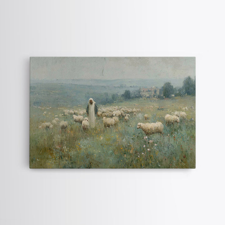 Pasture Blessing – Framed Canvas Print – Christian Art Print – Christian Wall Art – Jesus Painting – Subtle Christian Art – Christian Decor