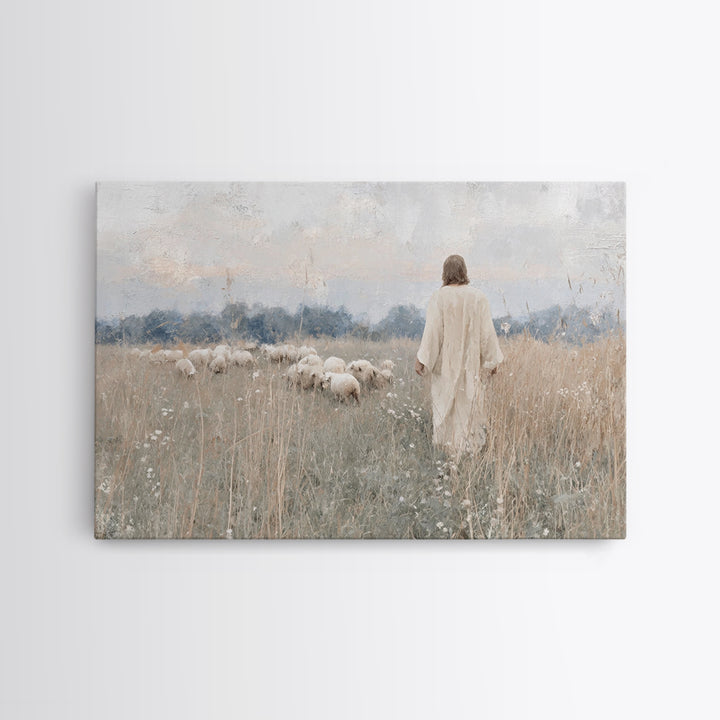 Quiet Meadow | Framed Canvas Print | Christian Wall Art | Christian Art Canvas | Jesus Painting | Minimalist Christian Art | Christian Art