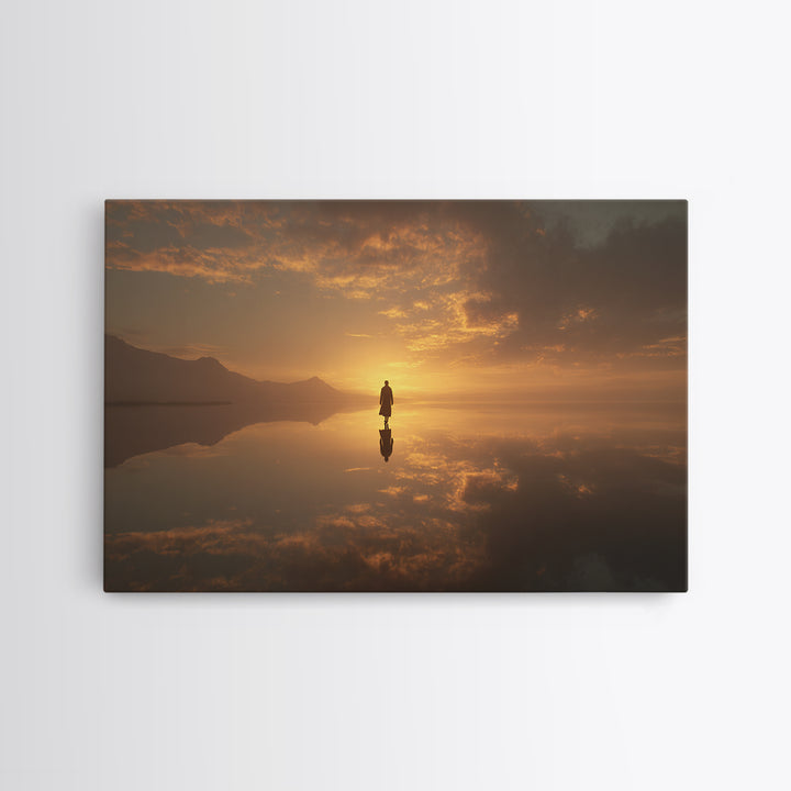 Golden Horizon – Framed Canvas Print – Christian Wall Art – Jesus Painting – Christian Art Canvas – Moody Christian Art – Christmas Art Wor