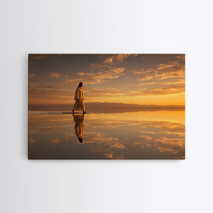 Golden Path Grace – Framed Canvas Print – Jesus Painting – Christian Art Canvas – Christian Wall Art – Modern Christian Painting – Christma