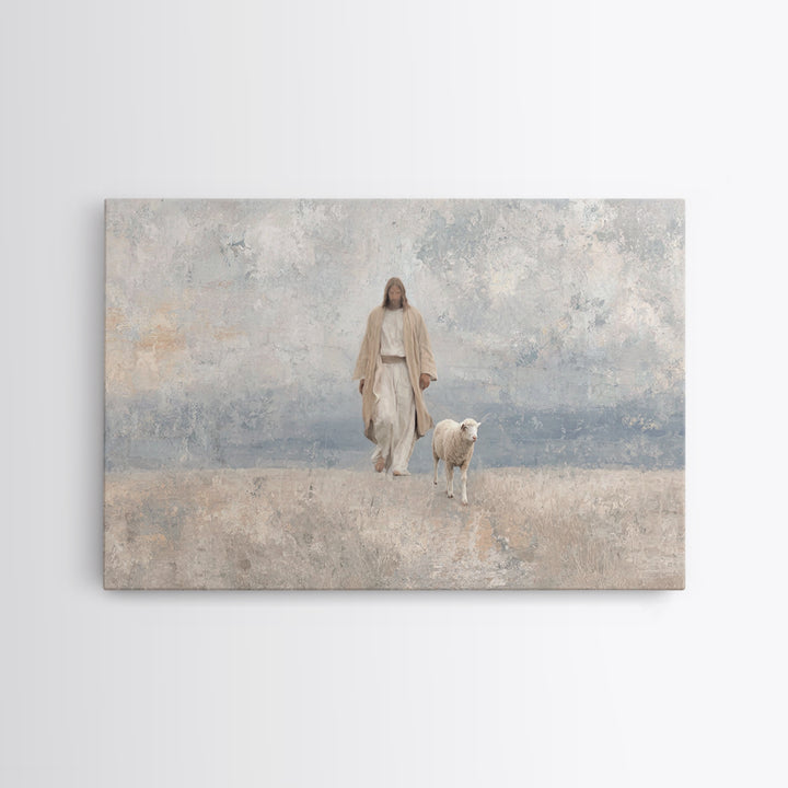 Meadow Grace – Framed Canvas Print – Christian Wall Art – Jesus Painting – Christian Art Canvas – Subtle Christian Art – Christian Gift Ide