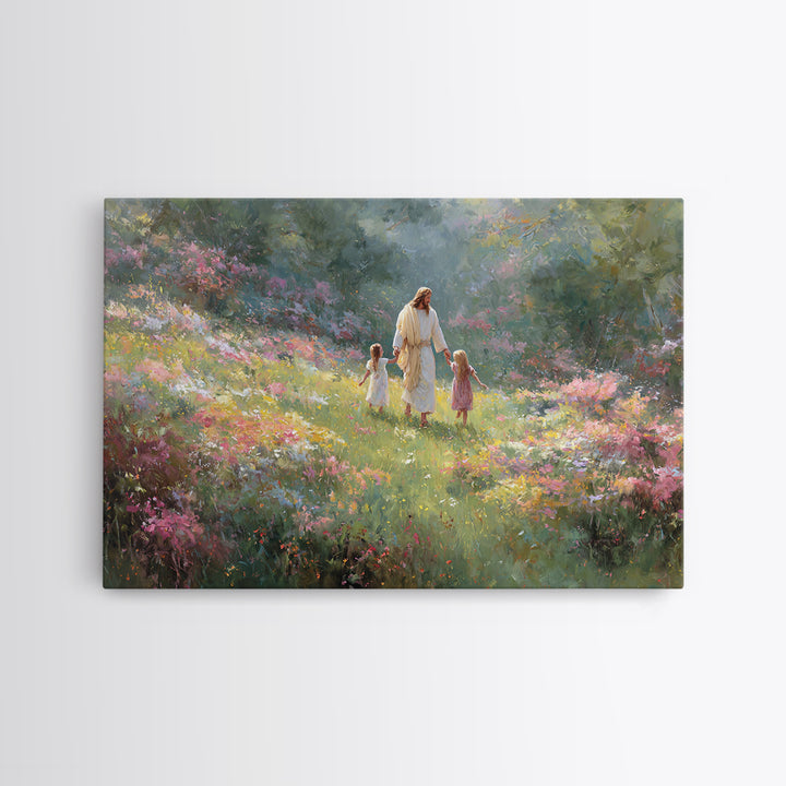 Blossoms Of Joy – Framed Canvas Print – Jesus Painting – Christian Art Canvas – Christian Wall Art – Large Christian Art – Christian Art Wo