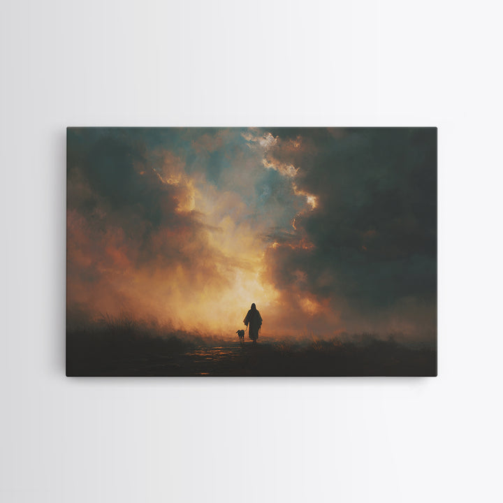 Still Waters Path | Framed Canvas Print | Christian Art Work | Jesus Painting | Subtle Christian Paintings | Christian Wall Art | Christian