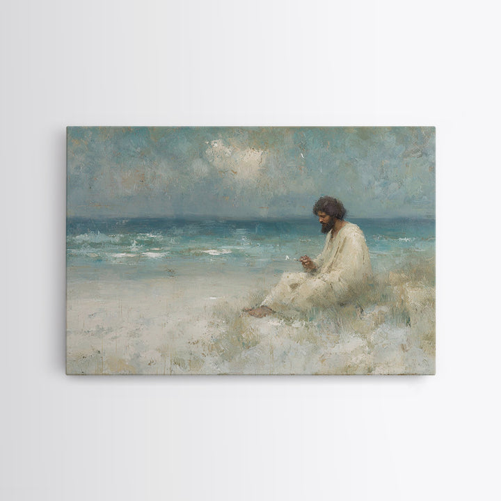 Desert Solitude, Framed Canvas Print, Christian Art Canvas, Jesus Art Print, Moody Christian Art, Christian Wall Art, Christian Decorations