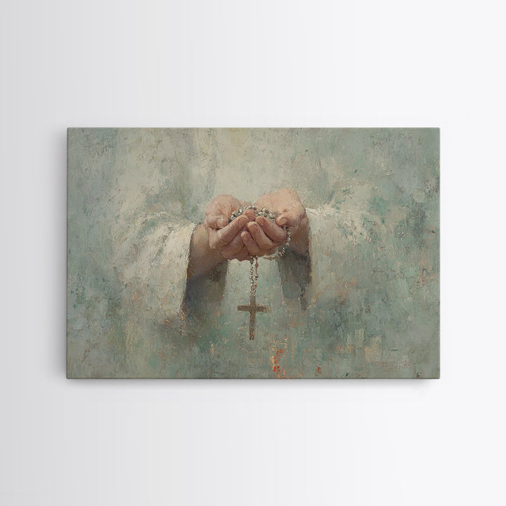 Prayerful Grace – Framed Canvas Print – Christian Art Canvas – Christian Wall Art – Christian Painting – Christian Art Work – Subtle Christ