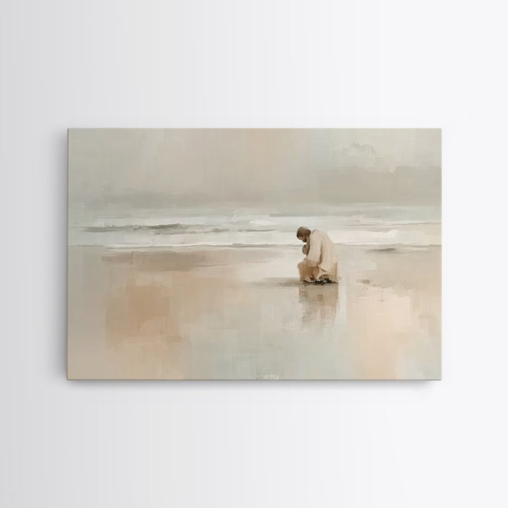 Solitary Grace, Framed Canvas Print, Christian Wall Art, Jesus Painting, Christian Art Canvas, Large Christian Art, Subtle Christian Art