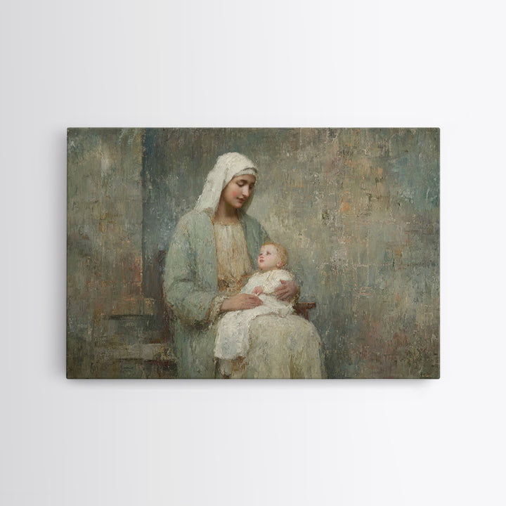 Eternal Motherhood, Framed Canvas Print, Christian Wall Art, Mary And Jesus Painting, Christian Art Canvas, Large Christian Art, Vintage Ch