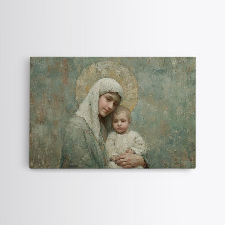 Halo Of Mercy | Framed Canvas Print | Mary And Jesus Painting | Christian Art | Christian Art Canvas | Christian Wall Art