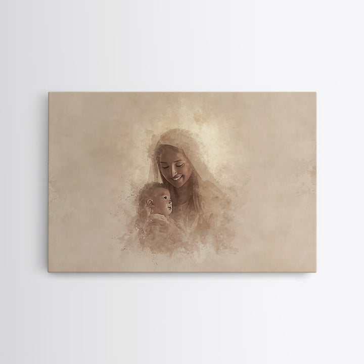 Sacred Joy | Framed Canvas Print | Christian Art Canvas | Christian Art | Christian Wall Art | Mary And Jesus Painting
