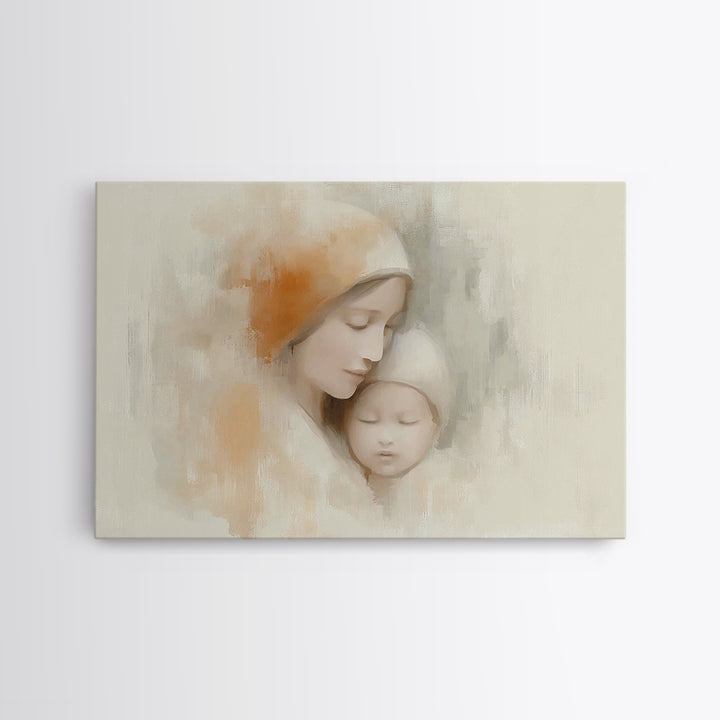 Serene Devotion | Framed Canvas Print | Christian Art | Mary And Jesus Painting | Christian Wall Art | Christian Art Canvas