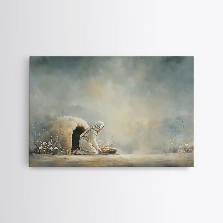 Gentle Shelter | Framed Canvas Print | Christian Art Canvas | Christian Wall Art | Christian Art | Mary And Jesus Painting