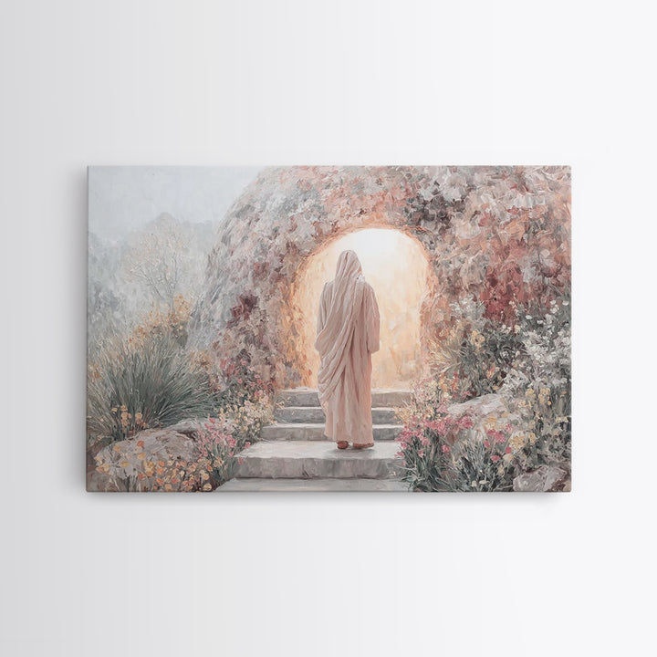 Risen Dawn Path – Framed Canvas Print – Jesus Painting – Christian Wall Art – Christian Art Canvas – Christian Gift Ideas – Christian Decor