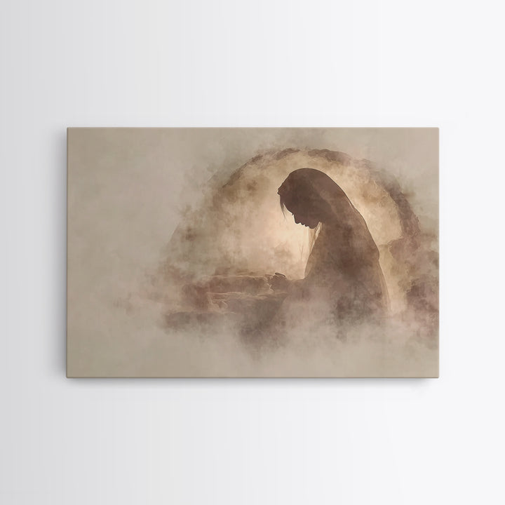 Silent Tomb Prayer – Framed Canvas Print – Christian Wall Art – Christian Gift Ideas – Christian Art Canvas – Jesus Painting – Christian De