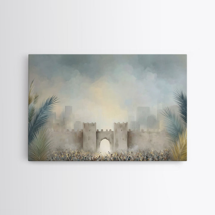 Hosanna Gathering, Framed Canvas Print, Christian Wall Art, Christian Christmas Decor, Christian Art Canvas, Jesus Painting, Christian Deco