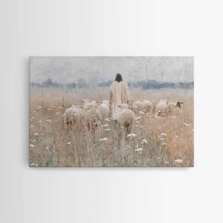 Shepherd’s Calling, Framed Canvas Print, Jesus Painting, Christian Wall Art, Christian Art Canvas, Christian Gift, Vintage Christian Art